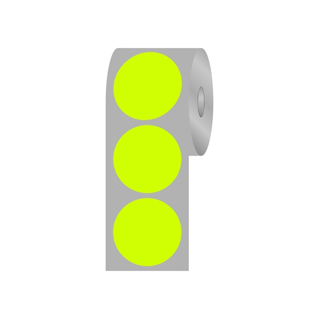 Runde etiketter, Ø32 mm, gul neon, 1.000 stk.